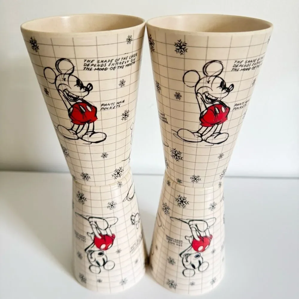 Disney Mickey Mouse Vintage Retro Cup Set Of 4 Collectible Kitchen Drinkware